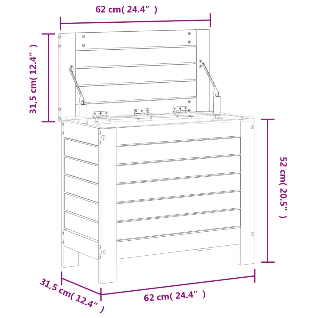 Repose-pied de jardin blanc 62x31,5x52 cm bois de pin massif