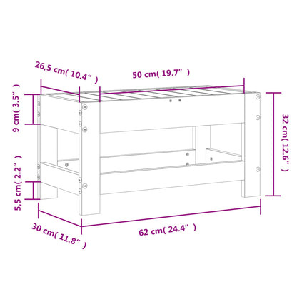 Repose-pied de jardin 62x30x32 cm bois de pin massif