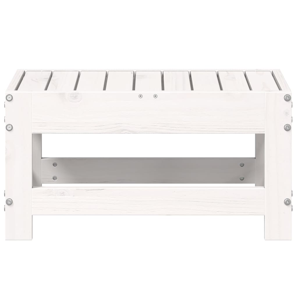 Repose-pied de jardin blanc 62x30x32 cm bois de pin massif