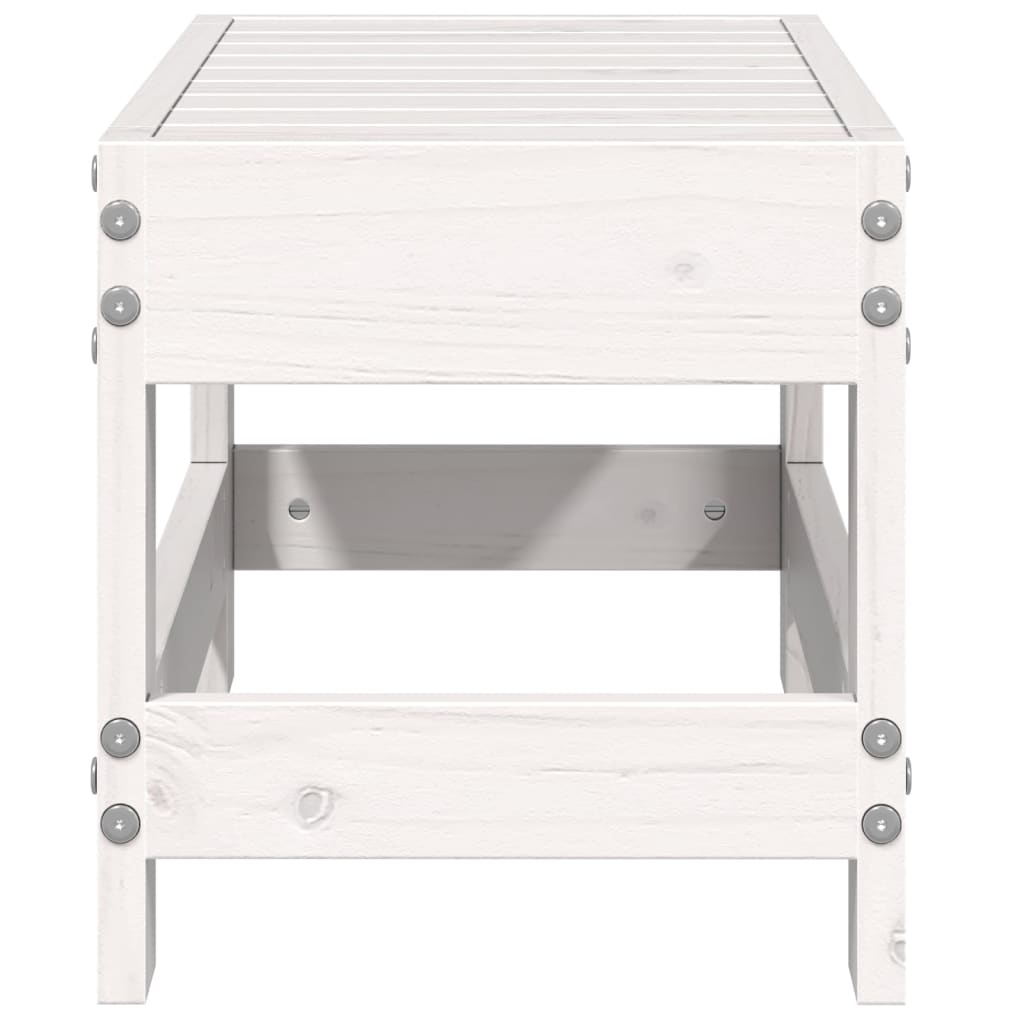 Repose-pied de jardin blanc 62x30x32 cm bois de pin massif