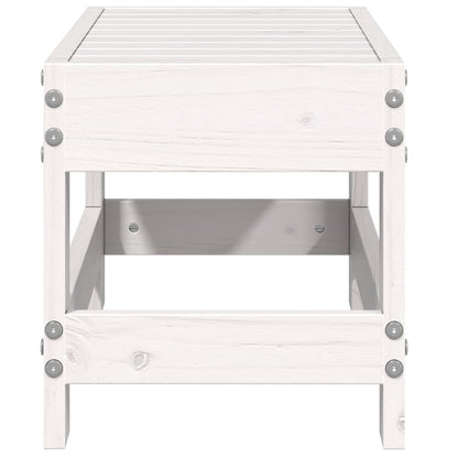 Repose-pied de jardin blanc 62x30x32 cm bois de pin massif