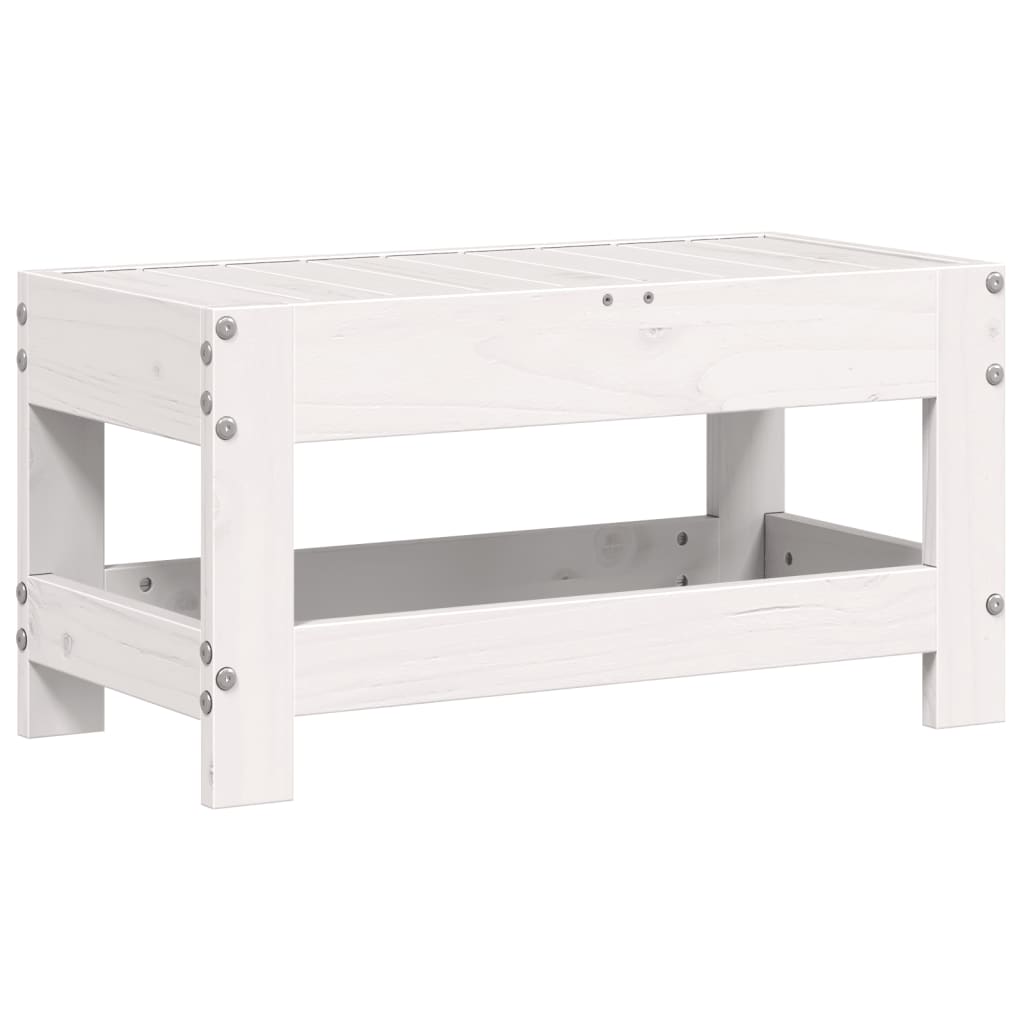 Repose-pied de jardin blanc 62x30x32 cm bois de pin massif