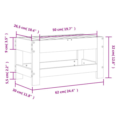 Repose-pied de jardin blanc 62x30x32 cm bois de pin massif