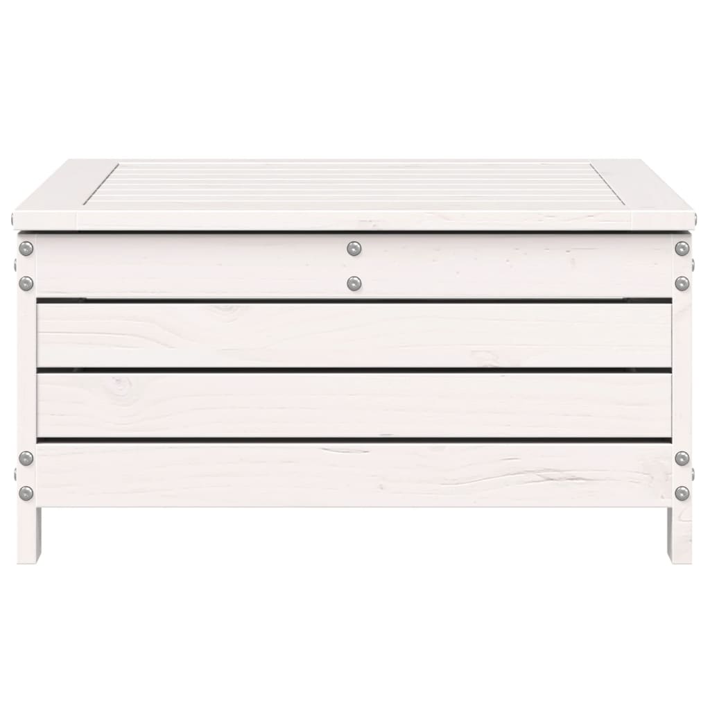 Repose-pied de jardin blanc 62x63,5x32 cm bois de pin massif