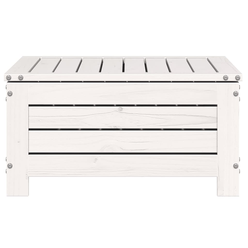 Repose-pied de jardin blanc 62x63,5x32 cm bois de pin massif