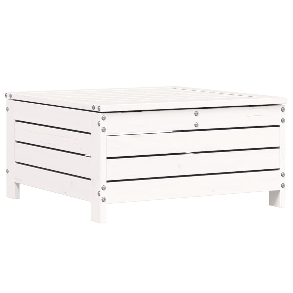 Repose-pied de jardin blanc 62x63,5x32 cm bois de pin massif