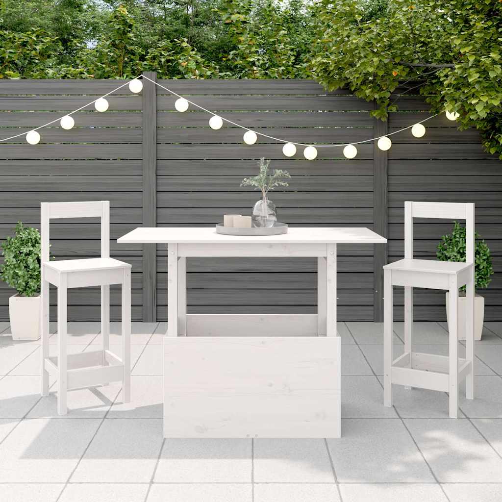 Table de jardin blanc 100x50x75 cm bois massif de pin