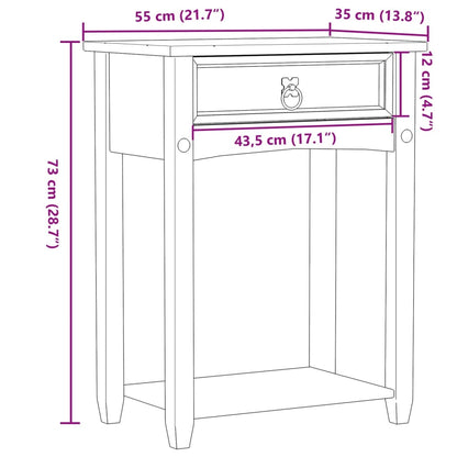 Table console Corona 55x35x73 cm bois de pin massif