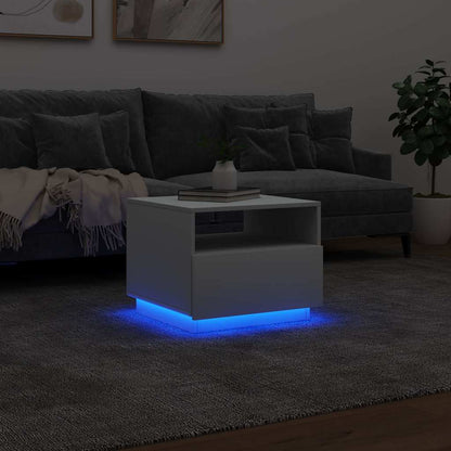 Table basse avec lumières LED blanc 50x49x40 cm