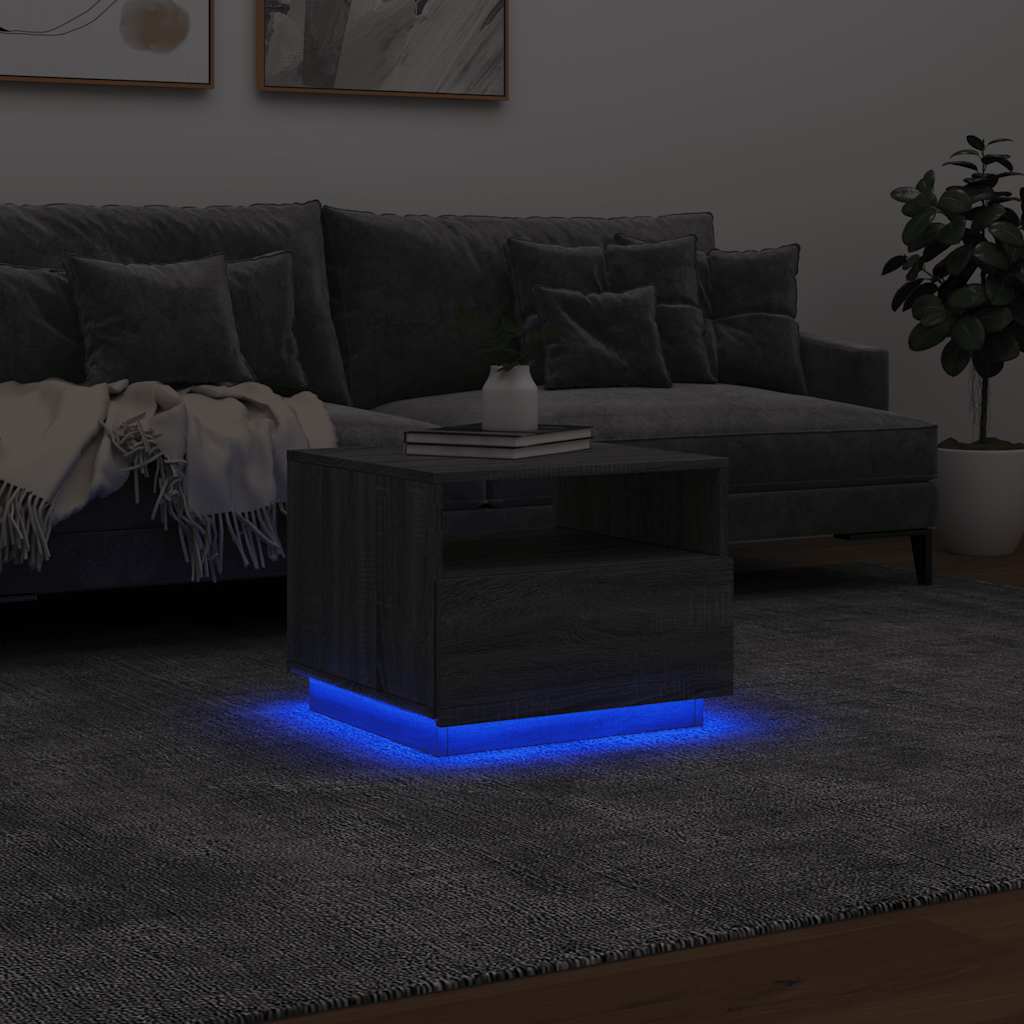 Table basse avec lumières LED sonoma gris 50x49x40 cm