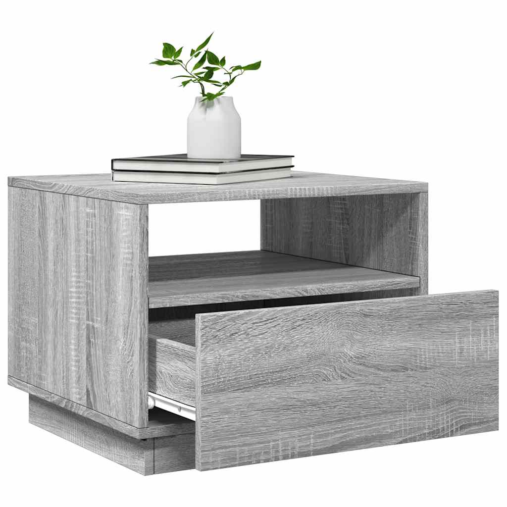 Table basse avec lumières LED sonoma gris 50x49x40 cm