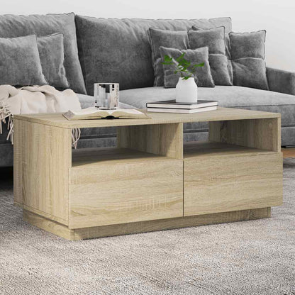 Table basse avec lumières LED chêne sonoma 90x49x40 cm