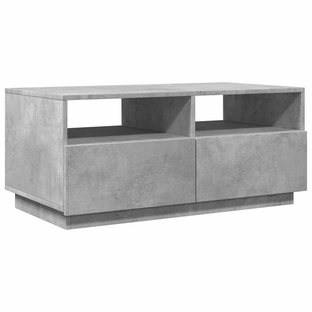 Table basse avec lumières LED gris béton 90x49x40 cm