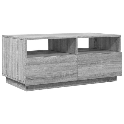 Table basse avec lumières LED sonoma gris 90x49x40 cm