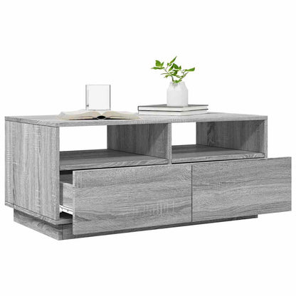 Table basse avec lumières LED sonoma gris 90x49x40 cm