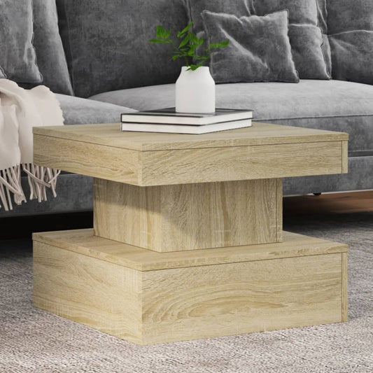 Table basse avec lumières LED chêne sonoma 50x50x40 cm