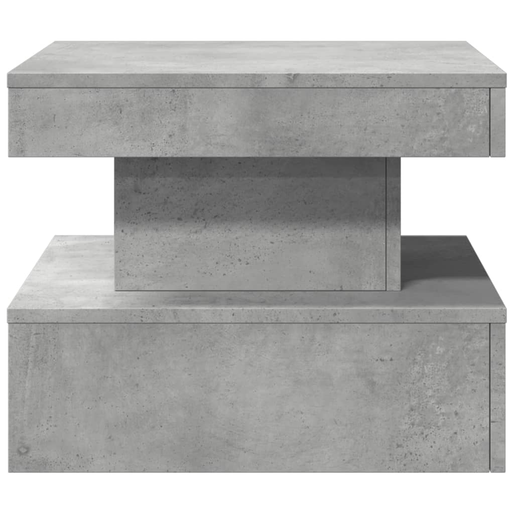 Table basse avec lumières LED gris béton 50x50x40 cm