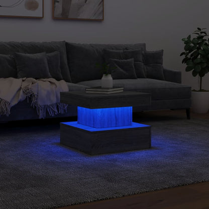 Table basse avec lumières LED sonoma gris 50x50x40 cm