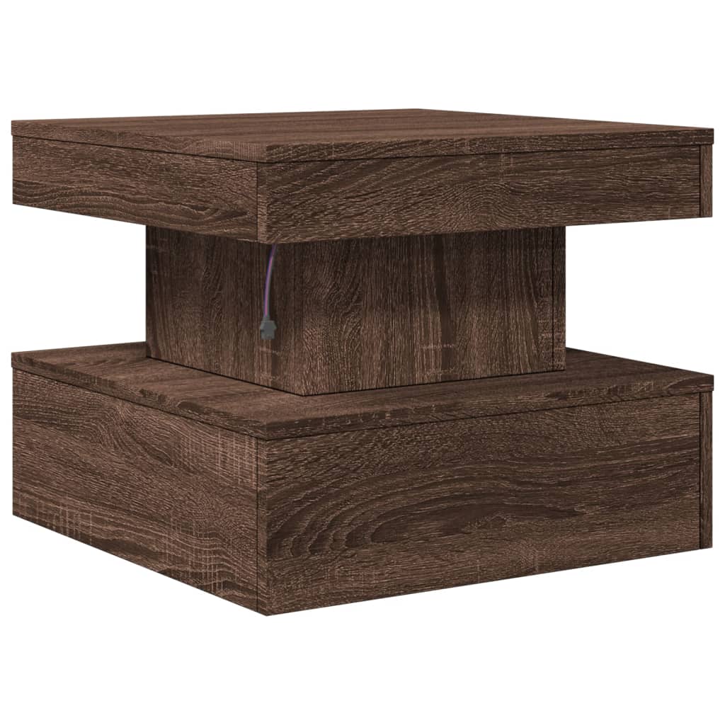 Table basse avec lumières LED chêne marron 50x50x40 cm