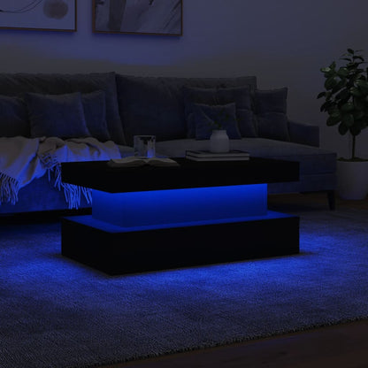 Table basse avec lumières LED blanc 90x50x40 cm