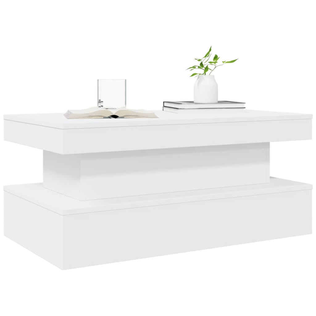 Table basse avec lumières LED blanc 90x50x40 cm