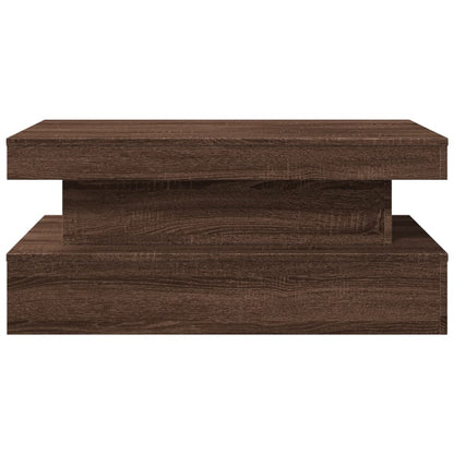 Table basse avec lumières LED chêne marron 90x50x40 cm