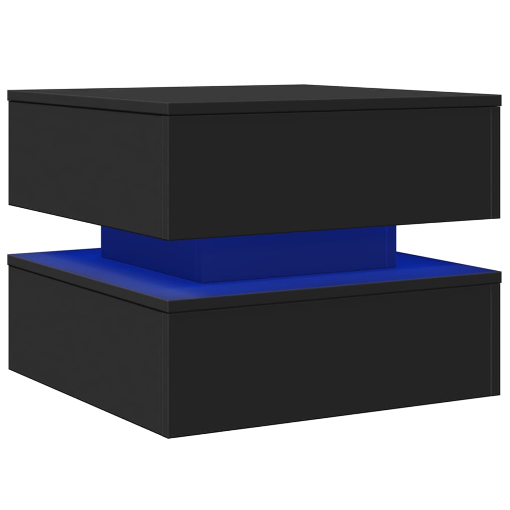 Table basse avec lumières LED noir 50x50x40 cm