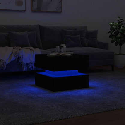 Table basse avec lumières LED noir 50x50x40 cm