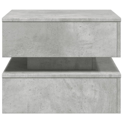 Table basse avec lumières LED gris béton 50x50x40 cm