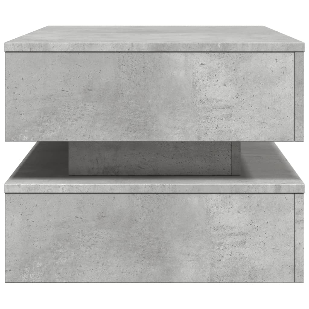 Table basse avec lumières LED gris béton 90x50x40 cm