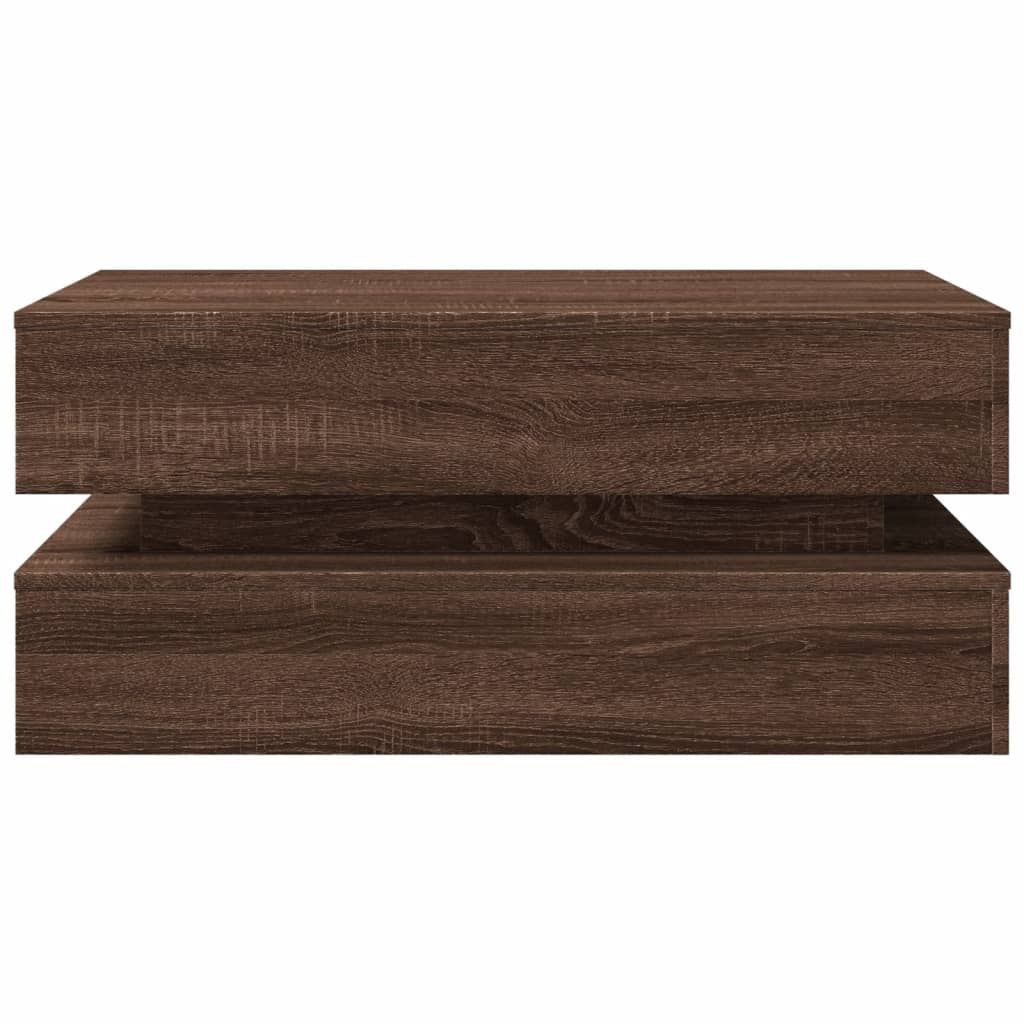 Table basse avec lumières LED chêne marron 90x50x40 cm