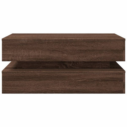 Table basse avec lumières LED chêne marron 90x50x40 cm