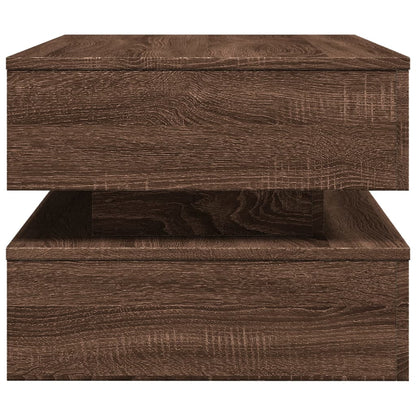 Table basse avec lumières LED chêne marron 90x50x40 cm