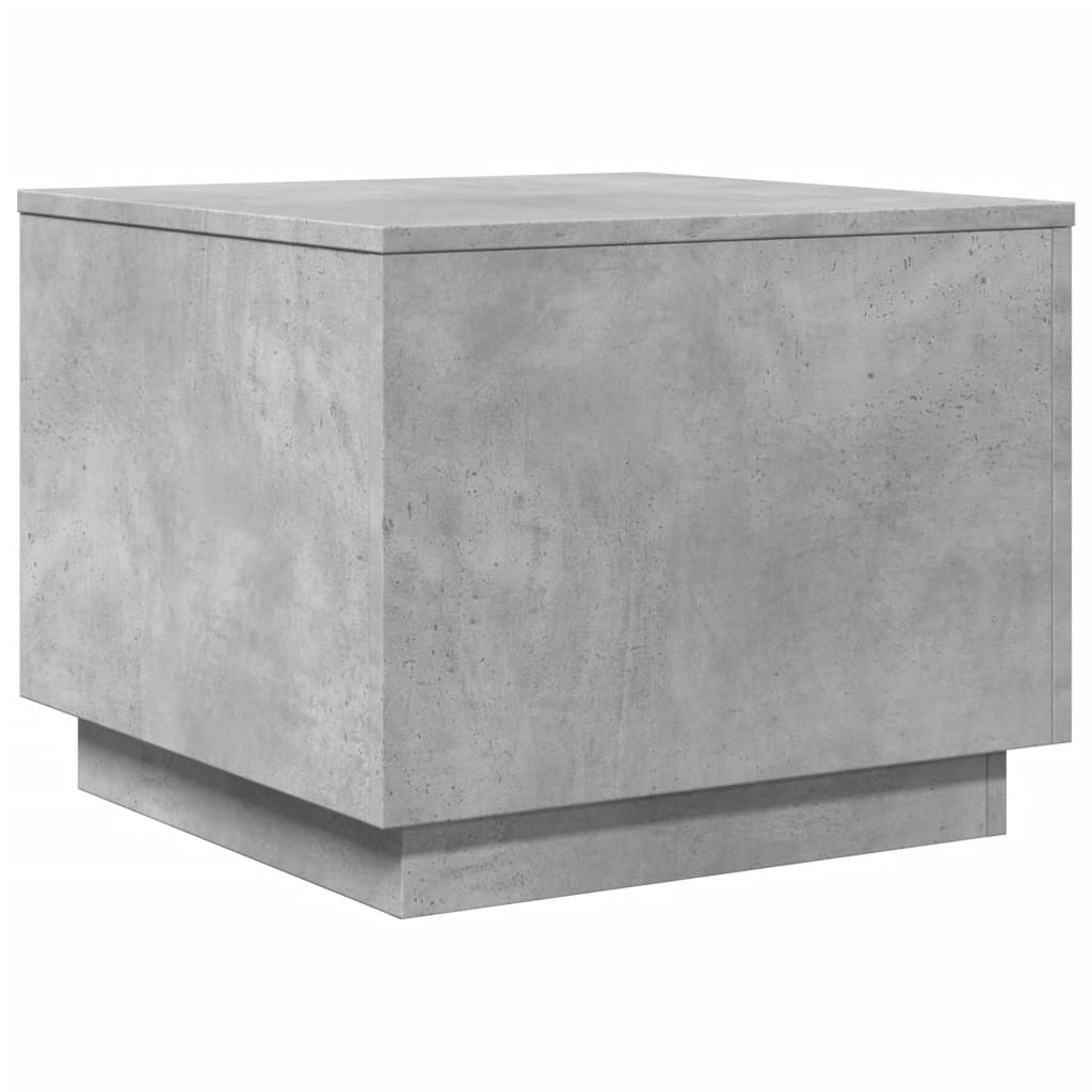 Table basse avec lumières LED gris béton 50x50x40 cm