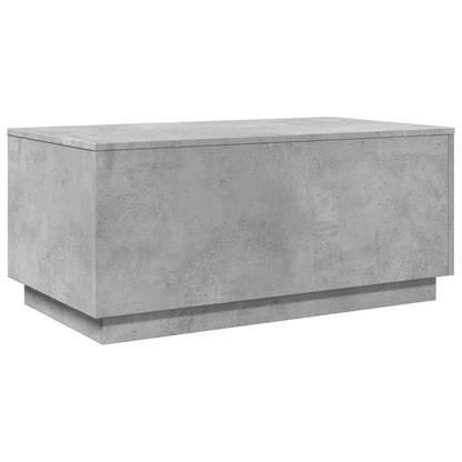 Table basse avec lumières LED gris béton 90x50x40 cm