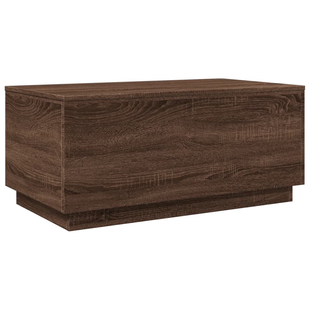 Table basse avec lumières LED chêne marron 90x50x40 cm