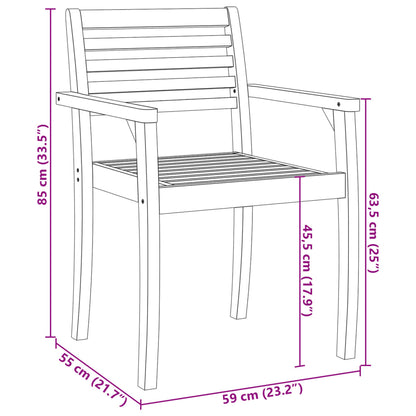 Chaises de jardin lot de 2 59x55x85 cm bois massif d'acacia