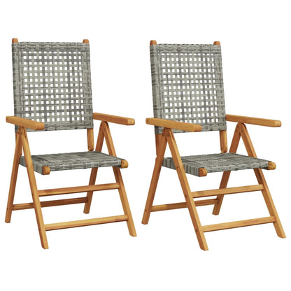 Chaises de jardin lot de 2 gris bois massif d'acacia et rotin