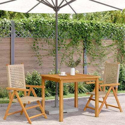 Chaises de jardin lot de 2 beige bois massif d'acacia et rotin