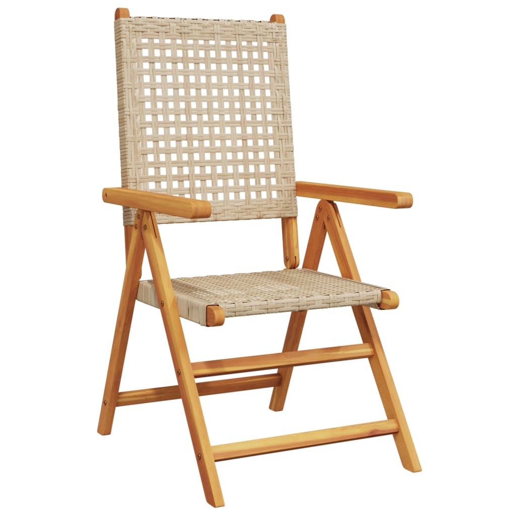 Chaises de jardin lot de 2 beige bois massif d'acacia et rotin