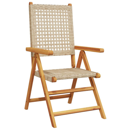 Chaises de jardin lot de 2 beige bois massif d'acacia et rotin