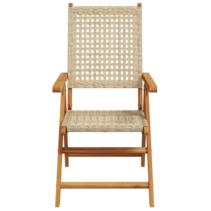 Chaises de jardin lot de 2 beige bois massif d'acacia et rotin