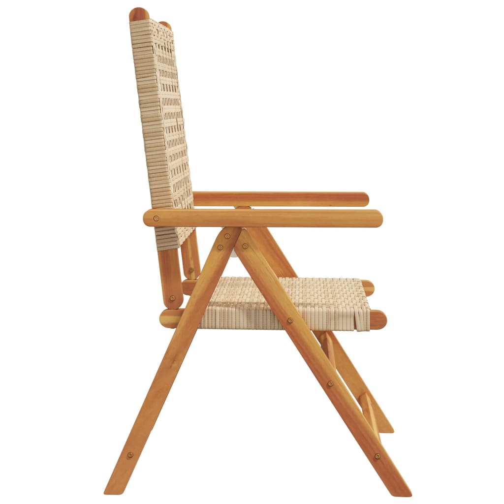 Chaises de jardin lot de 2 beige bois massif d'acacia et rotin