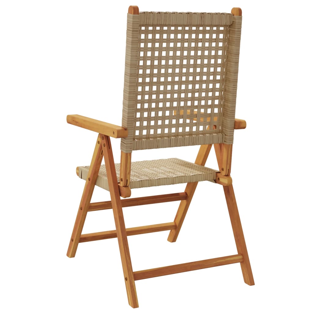 Chaises de jardin lot de 2 beige bois massif d'acacia et rotin