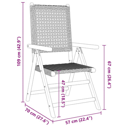 Chaises de jardin lot de 2 beige bois massif d'acacia et rotin