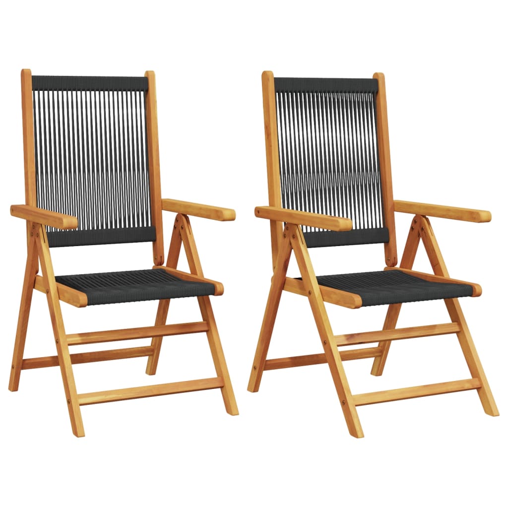 Chaises de jardin lot de 2 noir bois d'acacia et polypropylène