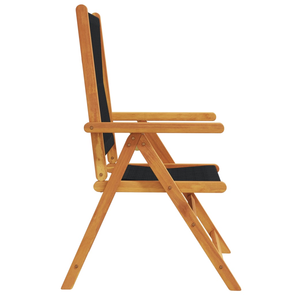 Chaises de jardin lot de 2 noir bois d'acacia et polypropylène