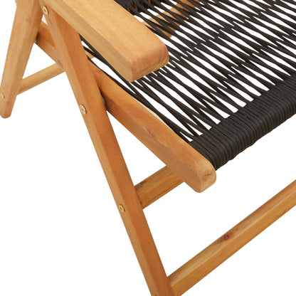 Chaises de jardin lot de 2 noir bois d'acacia et polypropylène