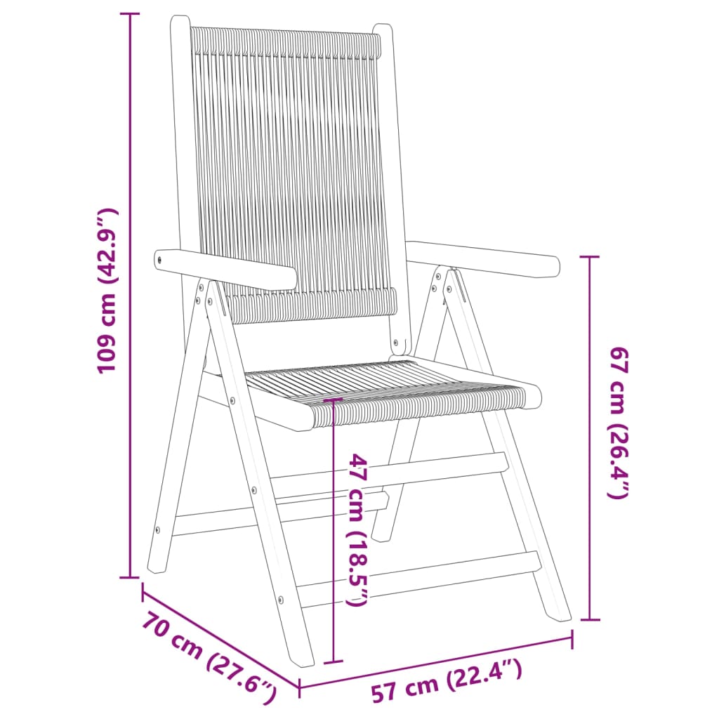 Chaises de jardin lot de 2 noir bois d'acacia et polypropylène