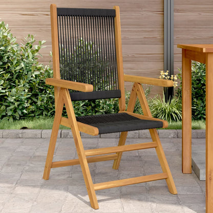 Chaises de jardin lot de 2 noir bois d'acacia et polypropylène